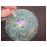 2 Very Nice Looking Iridescent Art Glass Oil Candles