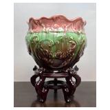 Vintage Art Pottery Planter w/Oriental Style Stand