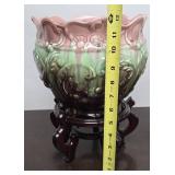 Vintage Art Pottery Planter w/Oriental Style Stand