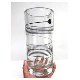 Large Heavy Vintage Kosta Boda Sweden Signed Glass Vase w/Black Spiral Design