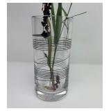 Large Heavy Vintage Kosta Boda Sweden Signed Glass Vase w/Black Spiral Design