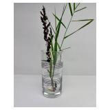 Large Heavy Vintage Kosta Boda Sweden Signed Glass Vase w/Black Spiral Design