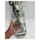 Large Heavy Vintage Kosta Boda Sweden Signed Glass Vase w/Black Spiral Design