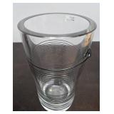 Large Heavy Vintage Kosta Boda Sweden Signed Glass Vase w/Black Spiral Design