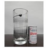 Large Heavy Vintage Kosta Boda Sweden Signed Glass Vase w/Black Spiral Design