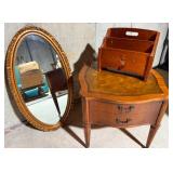 Vintage End Table, Mirror & Magazine Rack Vintage End Table, Mirror & Magazine Rack