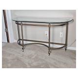 Elegant Provincial Detailed Glass Consol Elegant Provincial Detailed Glass Consol