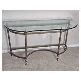 Elegant Provincial Detailed Glass Consol Elegant Provincial Detailed Glass Consol