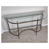 Elegant Provincial Detailed Glass Consol Elegant Provincial Detailed Glass Consol