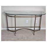 Elegant Provincial Detailed Glass Consol Elegant Provincial Detailed Glass Consol