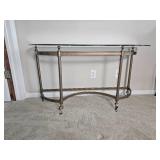 Elegant Provincial Detailed Glass Consol Elegant Provincial Detailed Glass Consol