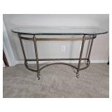 Elegant Provincial Detailed Glass Consol Elegant Provincial Detailed Glass Consol