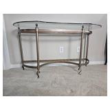 Elegant Provincial Detailed Glass Consol Elegant Provincial Detailed Glass Consol