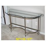 Elegant Provincial Detailed Glass Consol Elegant Provincial Detailed Glass Consol