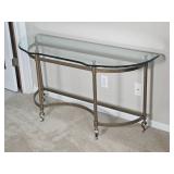 Elegant Provincial Detailed Glass Consol Elegant Provincial Detailed Glass Consol