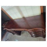 Elegant Inlaid Mahogany Executive Office Desk with Classical Carved Accent Elegant Inlaid Mahogany Executive Office Desk with Classical Carved Accent