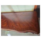 Elegant Inlaid Mahogany Executive Office Desk with Classical Carved Accent Elegant Inlaid Mahogany Executive Office Desk with Classical Carved Accent