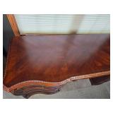 Elegant Inlaid Mahogany Executive Office Desk with Classical Carved Accent Elegant Inlaid Mahogany Executive Office Desk with Classical Carved Accent