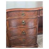 Elegant Inlaid Mahogany Executive Office Desk with Classical Carved Accent Elegant Inlaid Mahogany Executive Office Desk with Classical Carved Accent