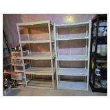 Collapsable Plastic Storage Shelving Pair - White Collapsable Plastic Storage Shelving Pair - White