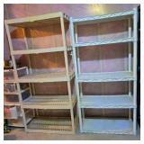 Collapsable Plastic Storage Shelving Pair - White Collapsable Plastic Storage Shelving Pair - White