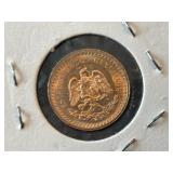 1945 Mexico Gold 2 1/2 Peso Coin 180,000 Minted 1945 Mexico Gold 2 1/2 Peso Coin 180,000 Minted