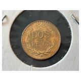 1945 Mexico Gold 2 Peso Coin 1945 Mexico Gold 2 Peso Coin
