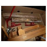 Box of misc vintage/antique items including buttons, marble pill crushing bowl (I also found the handle to smoosh them)