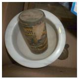 Box of misc vintage/antique items including buttons, marble pill crushing bowl (I also found the handle to smoosh them)