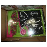 Box of various decals and stickers