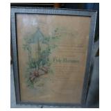 Antique items, memorial from 1882, wedding of 1922, and unknown