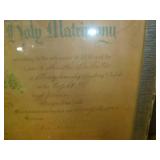 Antique items, memorial from 1882, wedding of 1922, and unknown