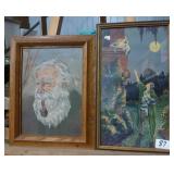 Old man is oil on canvas, the other two are prints