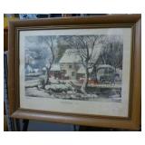 Vintage Currier and Ives colored print FROZEN UP and Sealed print Showoff grouse by Pettis