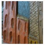 David Rouzier Haitian Villagers oil on canvas, and a 3d relief of buildings