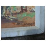 David Rouzier Haitian Villagers oil on canvas, and a 3d relief of buildings