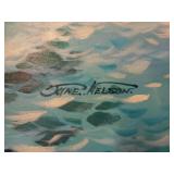 Nature oil on canvas, ocean oil on canvas and a foil world