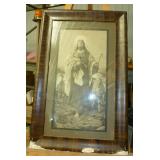 Antique print of jesus and sheep 18x28