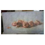 8 pieces - 1 old bldg photo, 2 boats, 2 grass framed, 3 onion on canvas