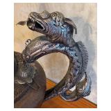 Vintage Tibetan Tea Kettle with Dragon Motif Handle and Spout