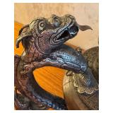 Vintage Tibetan Tea Kettle with Dragon Motif Handle and Spout