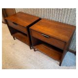 Pair of Dillingham Mid-Century Modern Walnut Nightstands
