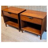 Pair of Dillingham Mid-Century Modern Walnut Nightstands