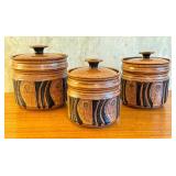 Hagland Artisan Crafted 3-Piece Stoneware Canister Set with Lids