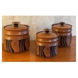 Hagland Artisan Crafted 3-Piece Stoneware Canister Set with Lids