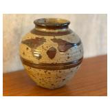 Artisan Crafted Pottery Vase with Earth Tone Glaze, 8.25 Inches Tall
