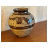 Artisan Crafted Pottery Vase with Earth Tone Glaze, 8.25 Inches Tall