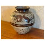 Artisan Crafted Pottery Vase with Earth Tone Glaze, 8.25 Inches Tall
