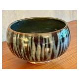 Handcrafted Glazed Pottery Bowl with Unique Drip Pattern