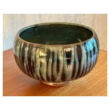 Handcrafted Glazed Pottery Bowl with Unique Drip Pattern
